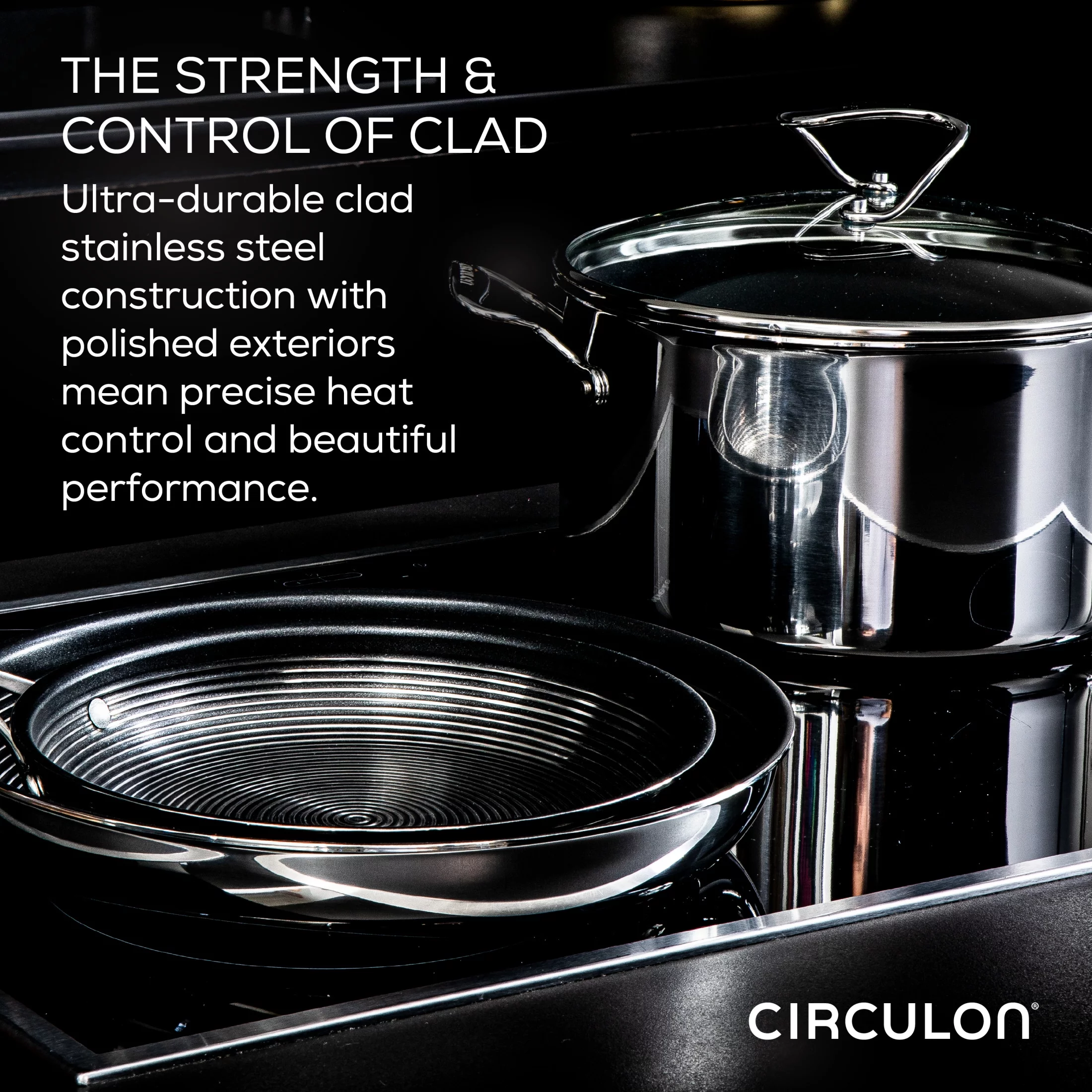 Circulon SteelShield Hybrid 5 Qt Stainless Steel Nonstick Induction Sauté Pan, Silver