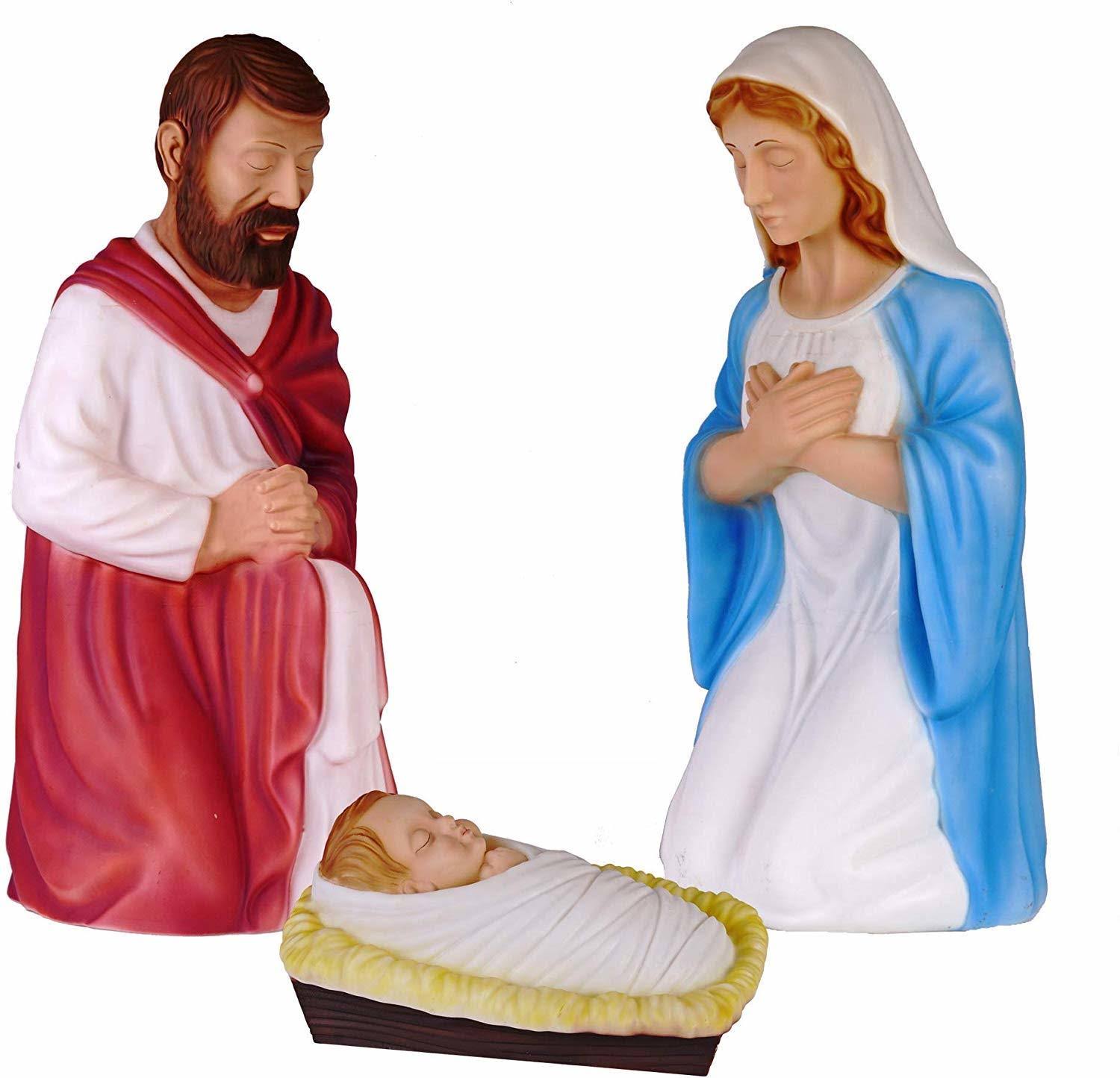 Blow Mold 3 Piece Outdoor Nativity Scene Holy Family Christmas Holiday *Read*