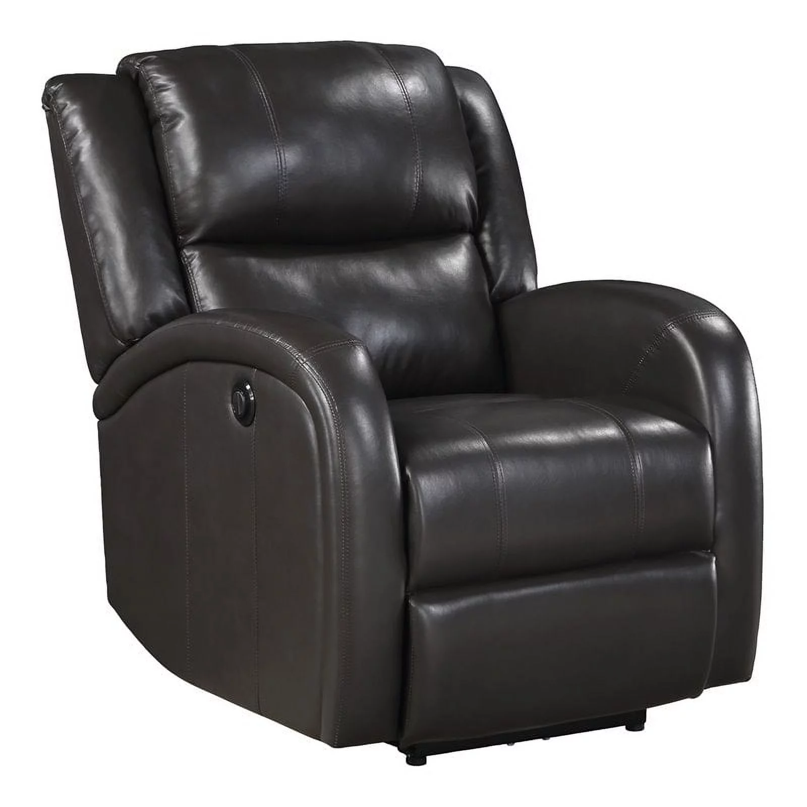 Lexicon Foxcroft Modern Wood & Faux Leather Power Reclining Chair in Brown