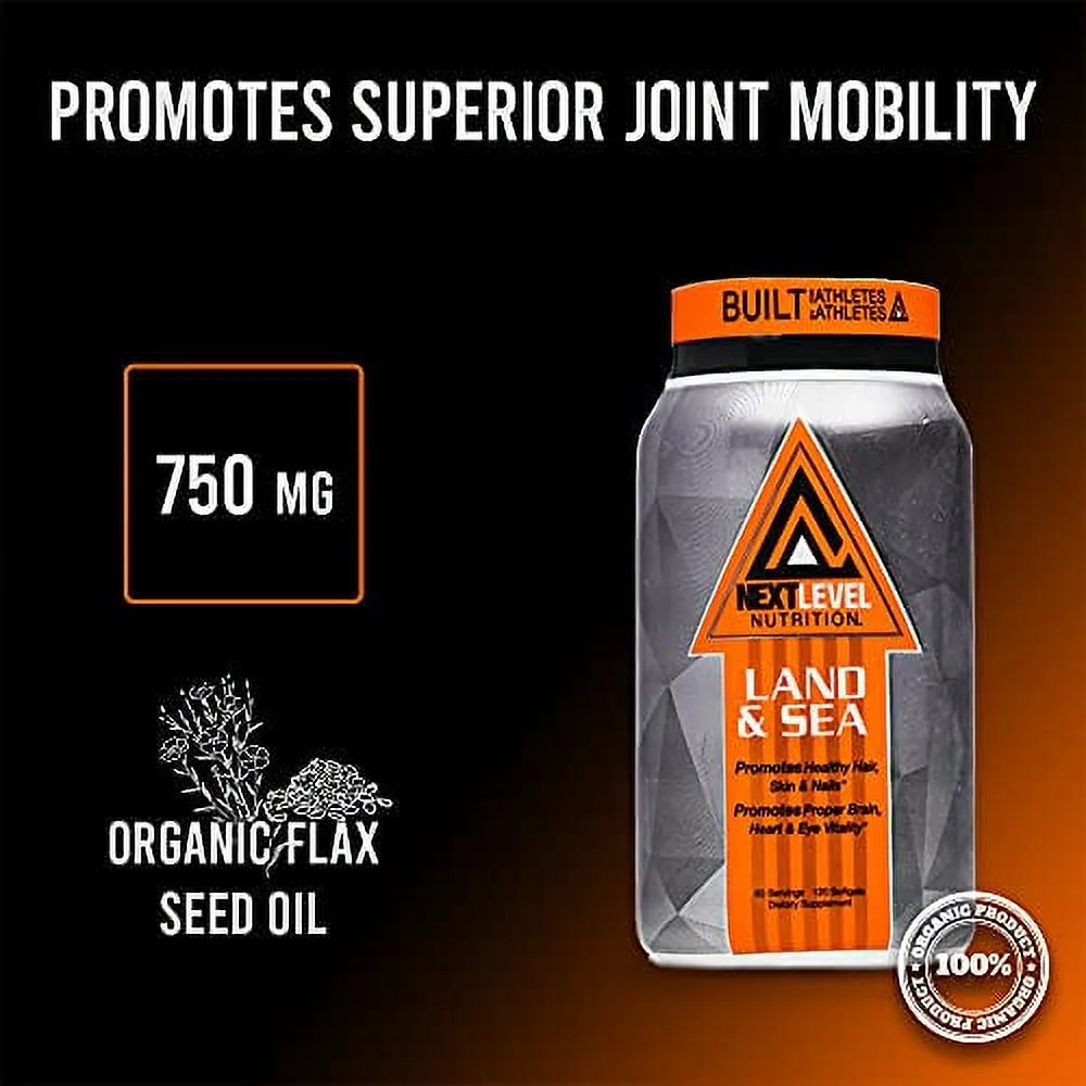 Next Level Nutrition Land & Sea Omega3 Heart & Skin Health Support | 30 Servings