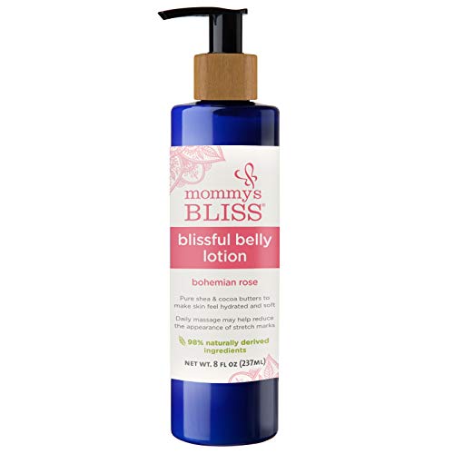 Mommy's Bliss Belly Lotion: For Hydrated, Resilient, & Elastic Skin During Pregnancy, Reduce Stretch Mark Appearance with Cocoa Butter, Vitamin E, Aloe, & Natural Oils, Unscented, 8 Fl Oz