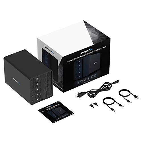 SABRENT USB 3.2 5-Bay 3.5” SATA Hard Drive Docking Station, Trayless Design, USB-C 10Gbps, Independent Power Switches, Locking Bays, Aluminum Cooling, Compatible with Windows Mac Linux (DS-SC5B)
