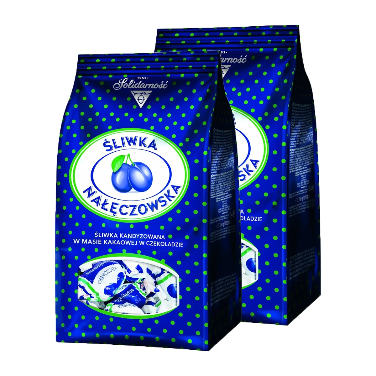 Solidarnosc Sliwka Naleczowska Candy Chocolate Glazed With Prunes Classic Polish Candy 350g/ 0.77lb - Set of 2