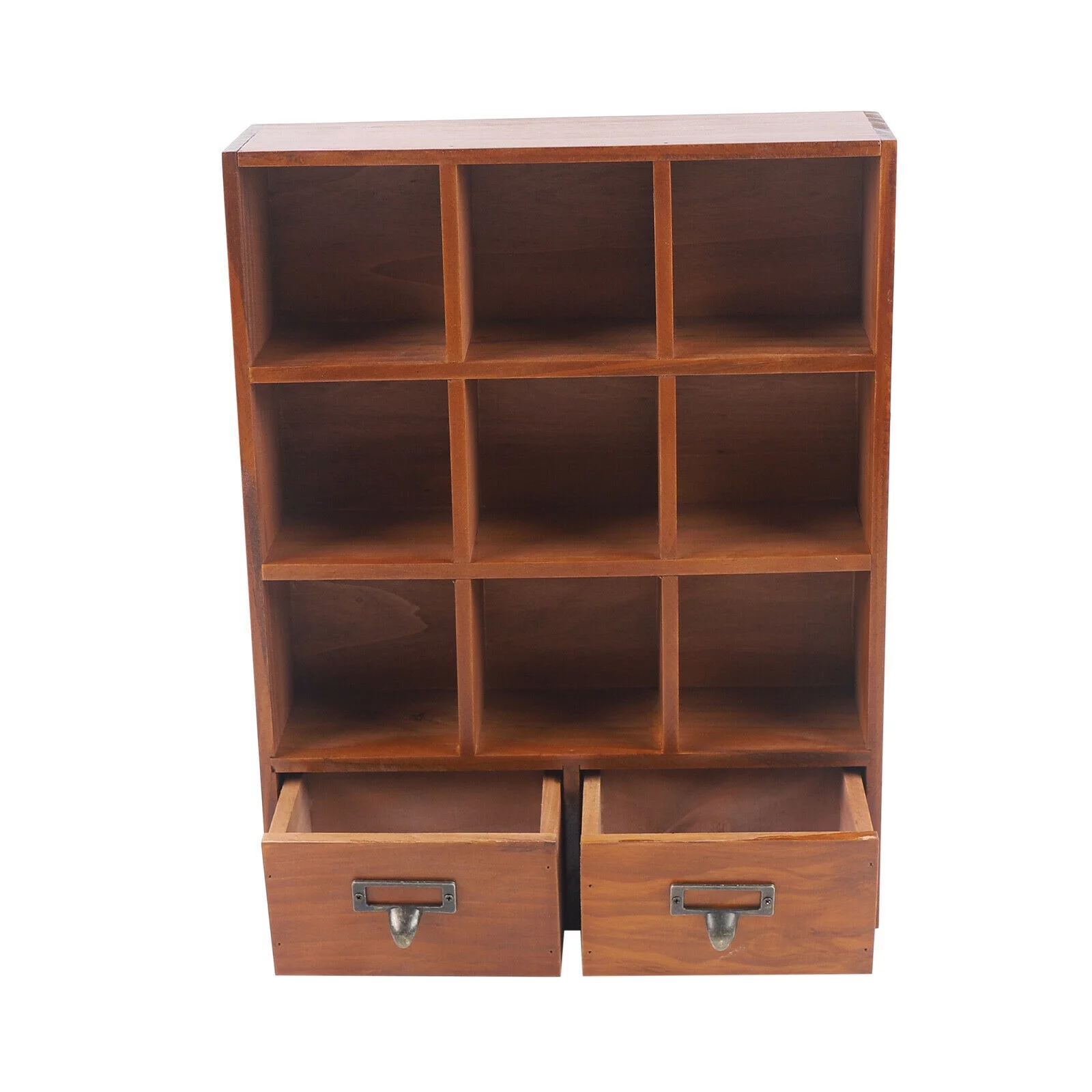 MIDUO 9 Cube Vintage Wooden Storage Shelf Storage Organizer Display Cabinet