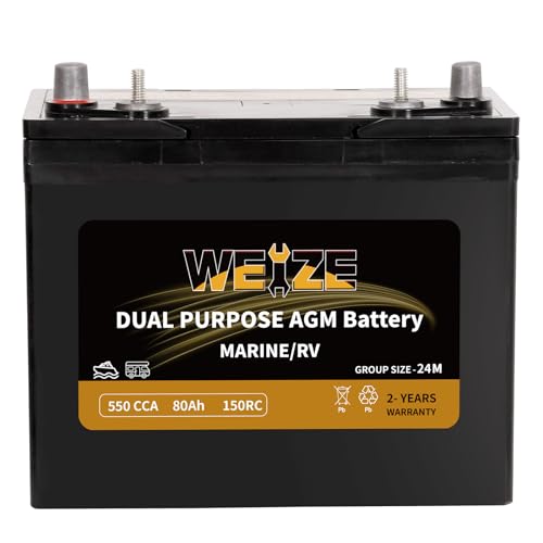 Weize BCI Group 31M Dual Purpose AGM Battery, 200RC 825CCA 12V 105AH Starter & Deep Cycle Sealed Marine & RV Battery