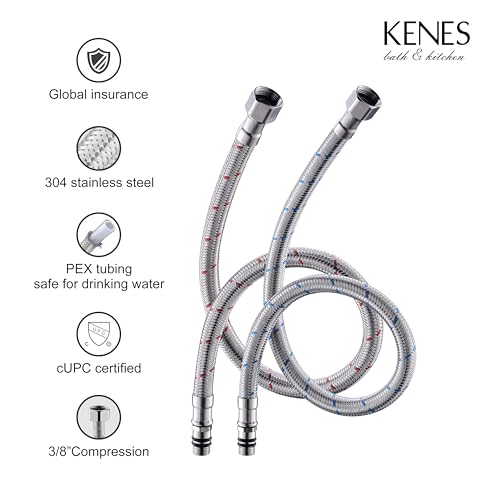 KENES Brushed Nickel Vessel Sink Facuet Single Handle Tall Bathroom Sink Faucet Vanity Bathroom Faucet Basin Mixer Tap with Water Supply Hose and Pop Up Sink Drain, LJ-9031A