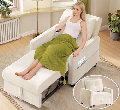 Sleeper Sofa Chair, 3 in 1 Convertible Sleeper Chair with Adjustable Backrest, 32
