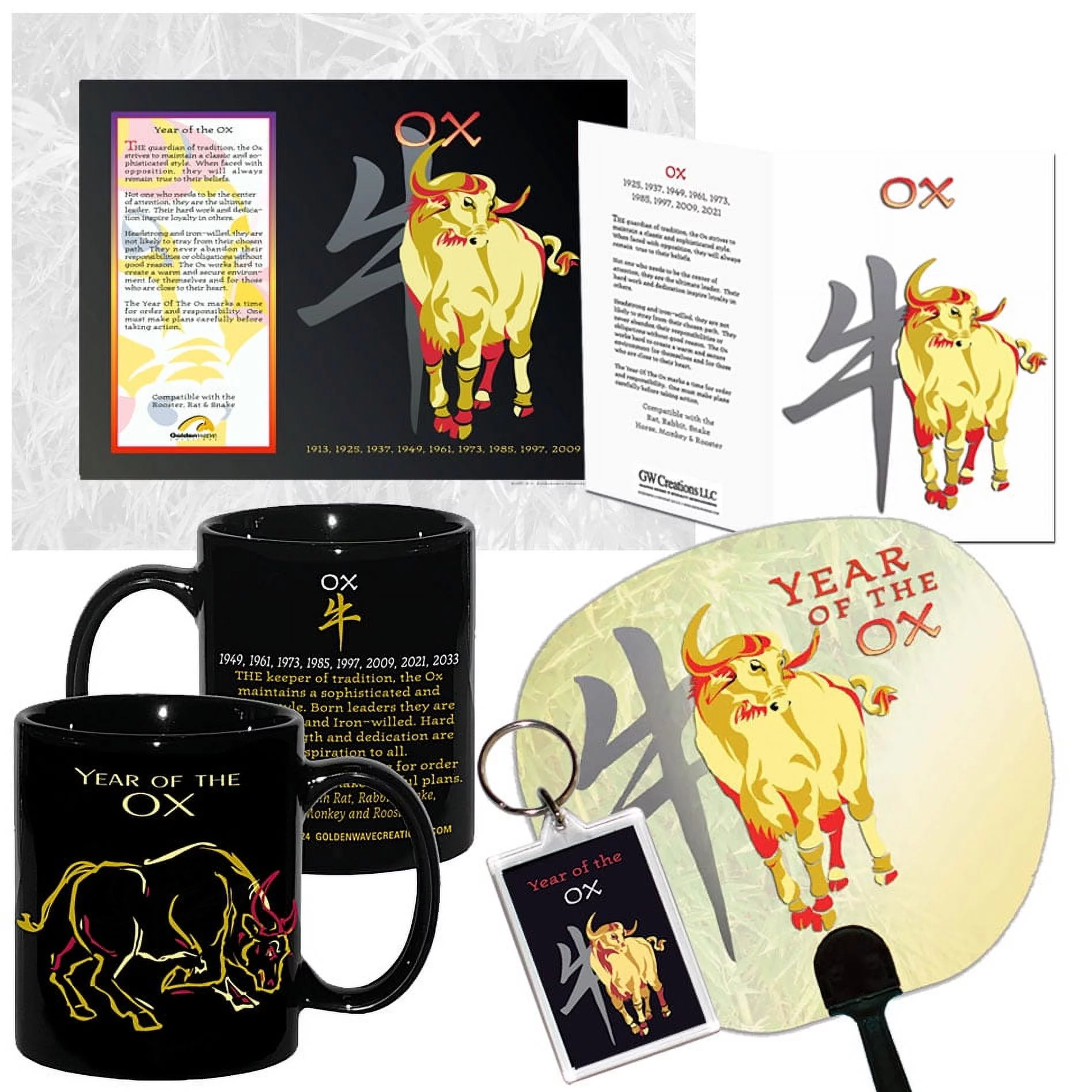 Asian Oriental Chinese Zodiac Horoscope Year of the Ox 6 Piece Gift Set