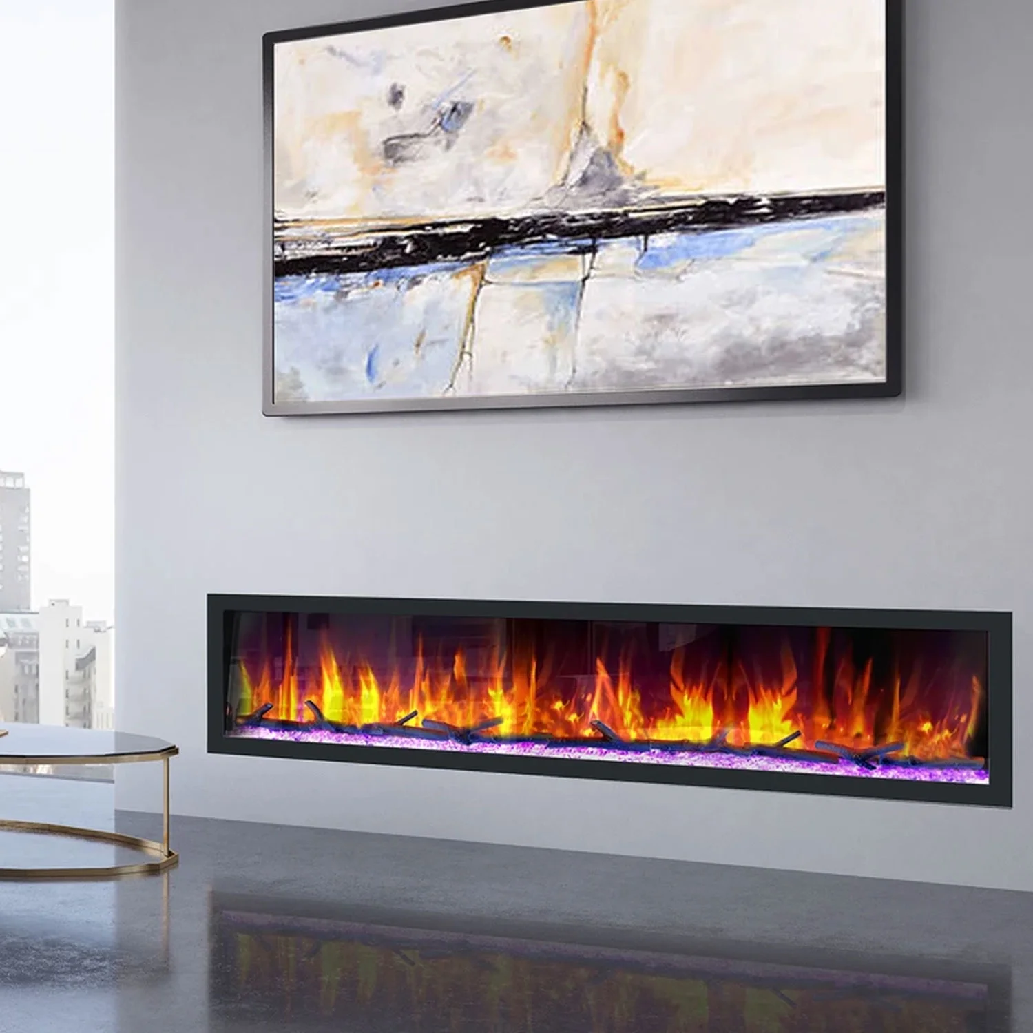 Dynasty Fireplaces Cascade BTX82 82.50 Inch Electric Wall Fireplace Decor