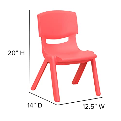 EMMA + OLIVER 4 Pack Blue Plastic Stackable School Chair with 10.5
