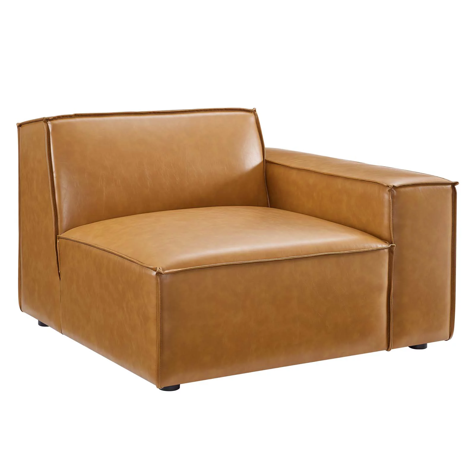 Modway Restore Left-Arm Vegan Leather Sectional Sofa Chair in Tan