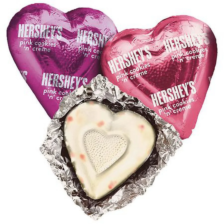 Hershey's Pink Hearts, Valentine's Day Candy, Bag Cookies 'n' Creme 8.8 oz Pack of 2