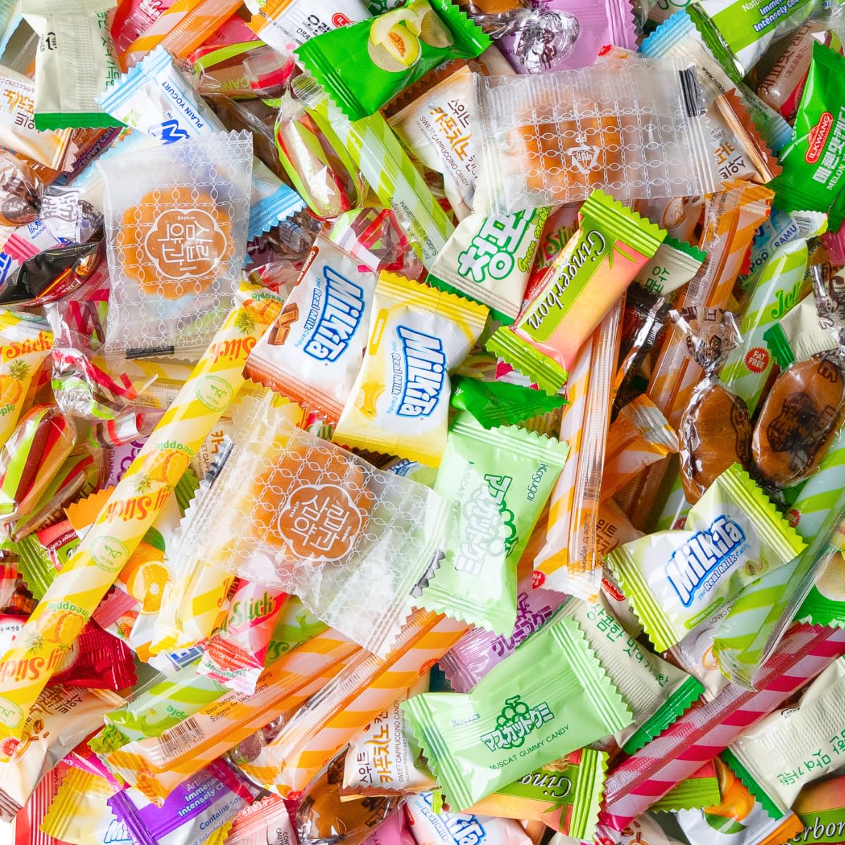 ASIAN Sweet Candy Japanese, Korean, Chinese, Thailand, and Veitnam Candy Variety 2.4 lb Bulk Pack, 180 + Pieces, Mystery Asian Candy Chewy, Caramel, Chews, Gummy, and more. Lots of different flavors!