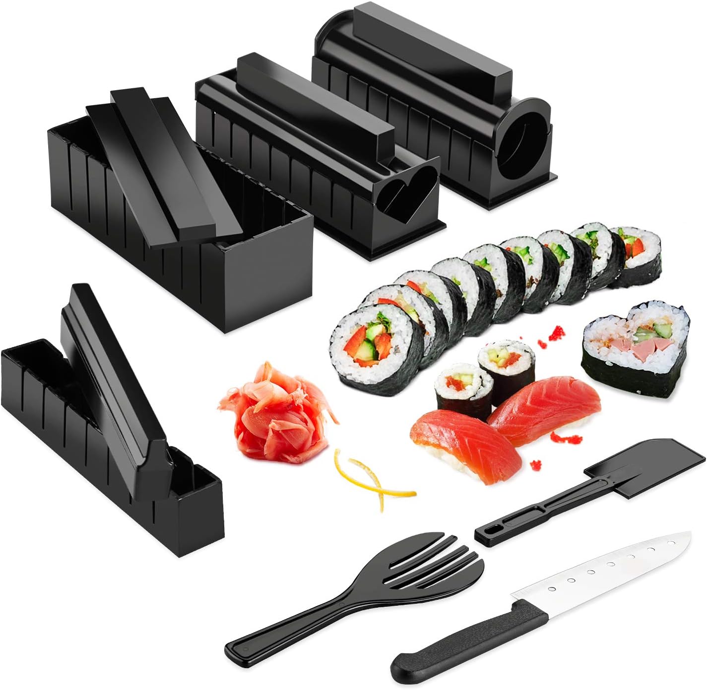 AGPTEK Sushi Maker Kit, 11pcs DIY Sushi Making Kit Roll Sushi Maker Rice Roll Mold for Kitchen DIY Easy To Use