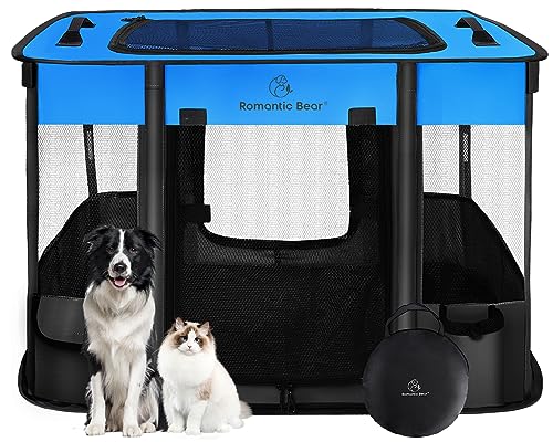 Dog Playpen,Pet Playpen,Foldable Dog Cat Playpens,Portable Exercise Kennel Tent Crate,Water-Resistant Breathable Shade Cover, Indoor Outdoor Travel Camping Use for Small Animals with Carrying Case(M)