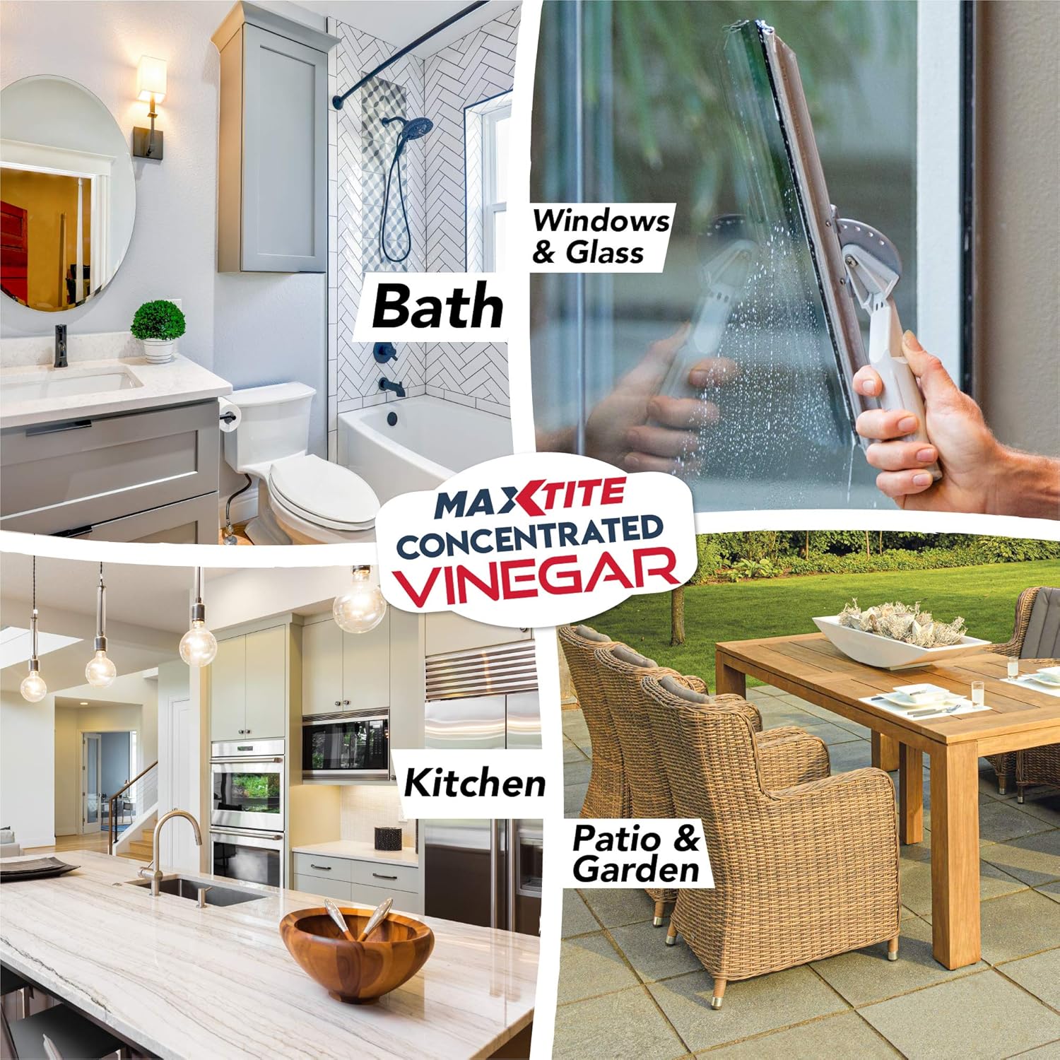 MAXTITE Ultra-Strength 45% Vinegar for Home & Garden Cleaning (4 Pack of 1 Gallon Bottles)