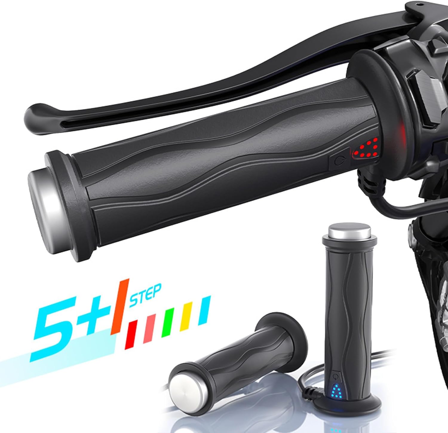Handlebar Grips with Electric Heating 5 Gear Temperature Control Waterproof Grip Covers Suitable for Various Vehicles Electric Heated Motorcycle Handlebar Grips Heated Hand Grips 5 Gear Temperature