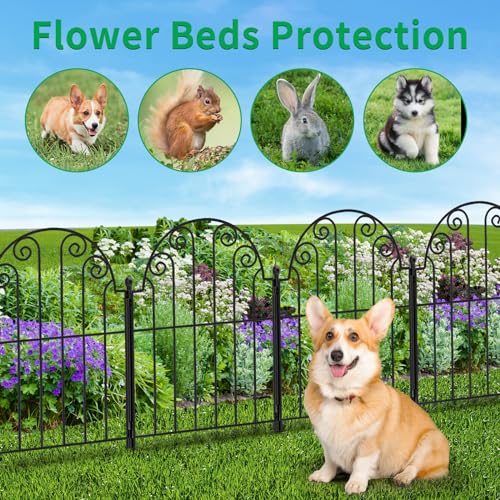 Decorative Garden Fence 10 Panels, No Dig Rustproof Metal Fencing 25ft Long Animal Barrier Border for Dog, Garden Fencing for Outdoor Patio Lawn Yard Flower Bed(42 Inch High)