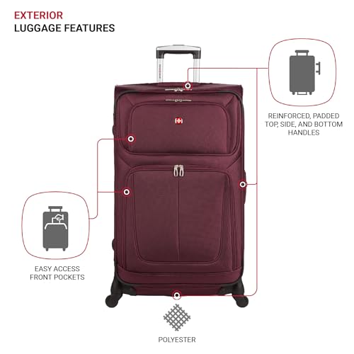 SwissGear Sion Softside Expandable Roller Luggage, Teal, 3 Piece Set (21/25/29)