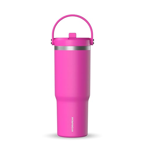 Hydrapeak Nomad 24 oz Tumbler with Handle and Straw Lid, Leakproof, Double Insulated, 24oz Cup Stainless Steel (Blush)