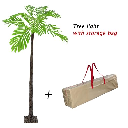 Lighted 6FT Artificial Lighted Palm Tree Coconut Tree, 120 LED Lights, Decoration for Home, Party, Christmas, Nativity, Outside Patio (Green)