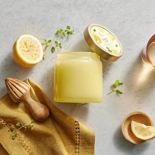 Thymes Large Candle - 16 Oz - Scented Candle for a Fresh Home Fragrance - Blue Colored Glass Candle Jar - Washed Linen