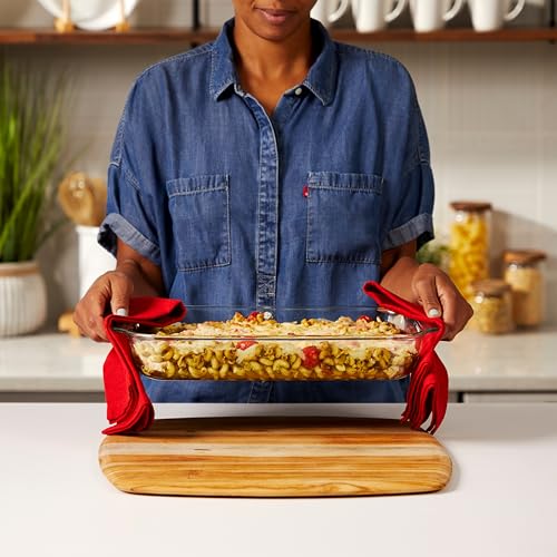 Pyrex Easy Grab 2-Qt Glass Baking Dish with Lid, Tempered Glass Baking Dish with Large Handles, Non-Toxic, BPA-Free Lid, Dishwashwer, Microwave, Freezer and Pre-Heated Oven Safe