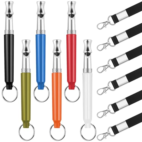 SUBANG 6 Pack Dog Whistle with Lanyard Stop Neighbors Dog from Barking Adjustable Ultrasonic Silent Dog Whistle Professional Dog Training Whistles for Dog Daily Training