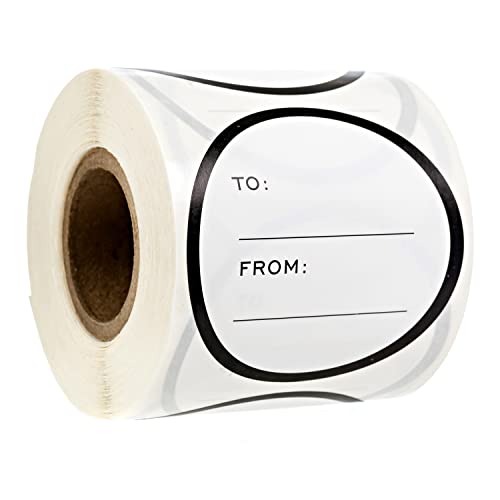 Trendy Black and White to from Round Stickers/Modern Write in Present Tags/Roll of 250 Circle Labels / 2