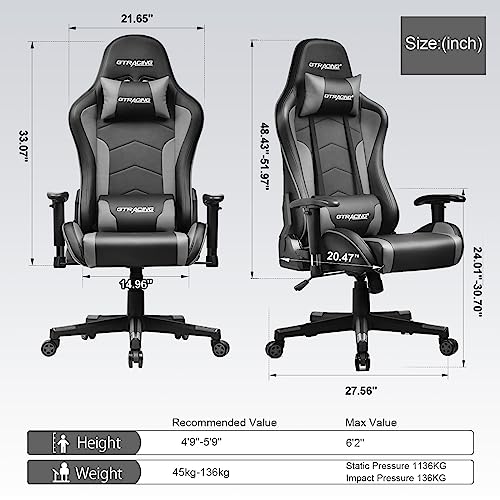 GTRACING Gaming Chair with Speakers Bluetooth Music Video Game Chair Audio Ergonomic Design Heavy Duty Office Computer Desk Chair (Black)