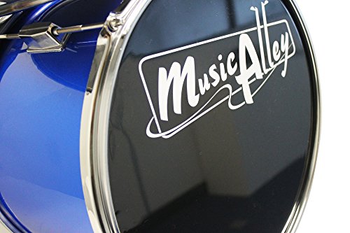 Music Alley 3 Piece Kids Drum Set with Throne, Cymbal, Pedal & Drumsticks, Blue, (DBJK02)