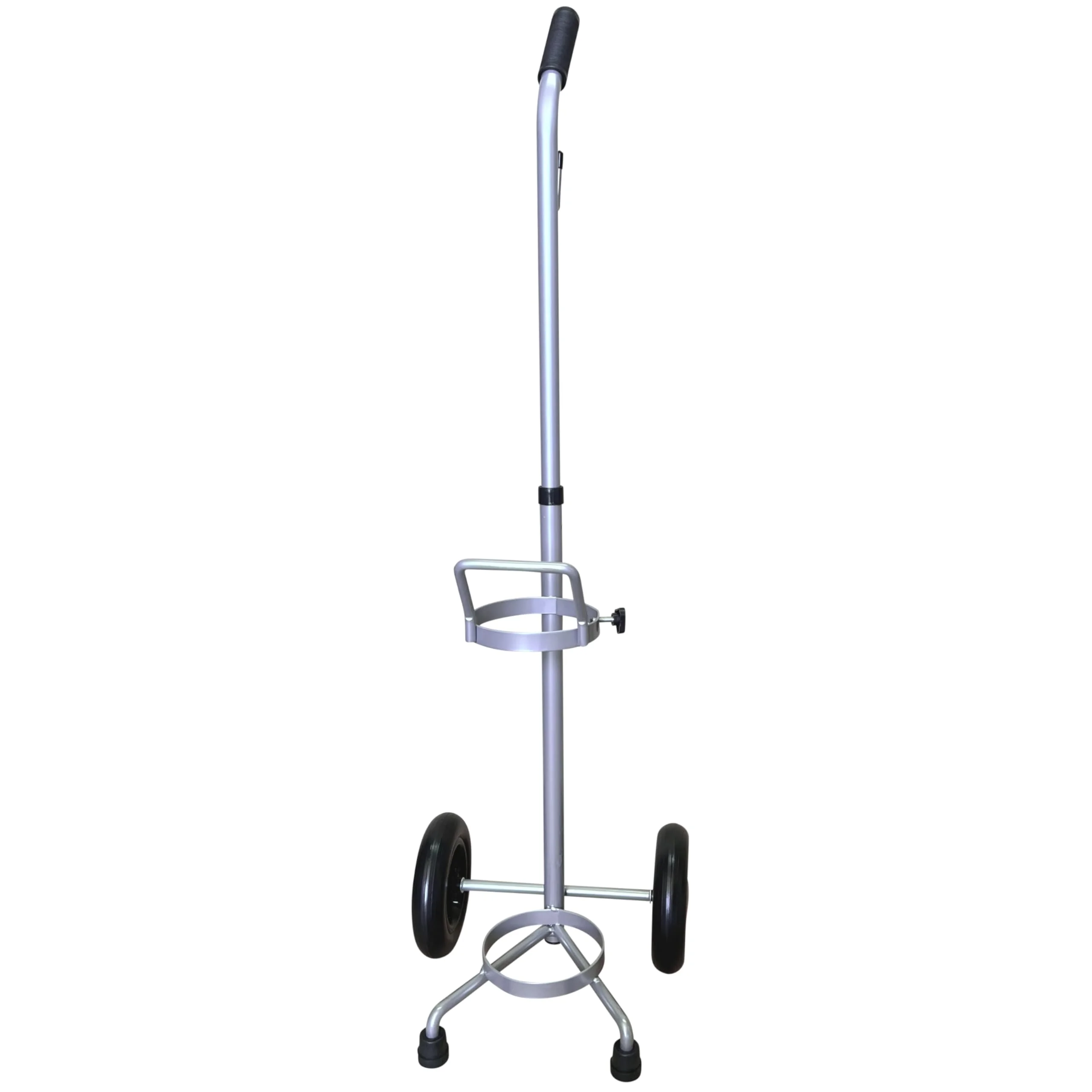 ResOne Lightweight Single D/E Oxygen Cylinder Cart, Adjustable Handle, Durable Powder-Coated Finish, Portable Oxygen Tank Cart with Wheels, Holds 1 D Size or E Size Cylinder - 4pk