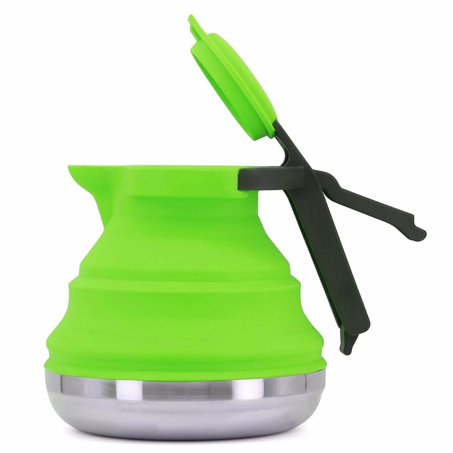 Portable Collapsible Camping Kettle For Hiking, Travel & Outdoors 42 OZ Foldable - Green