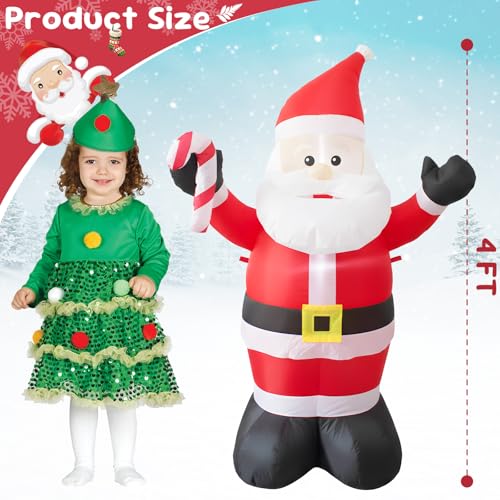 TRMESIA 4 Foot Christmas Inflatable Christmas Blow up Santa Claus Decoration with LED Lights Indoor Outdoor Graden Yard Party Holiday Decor