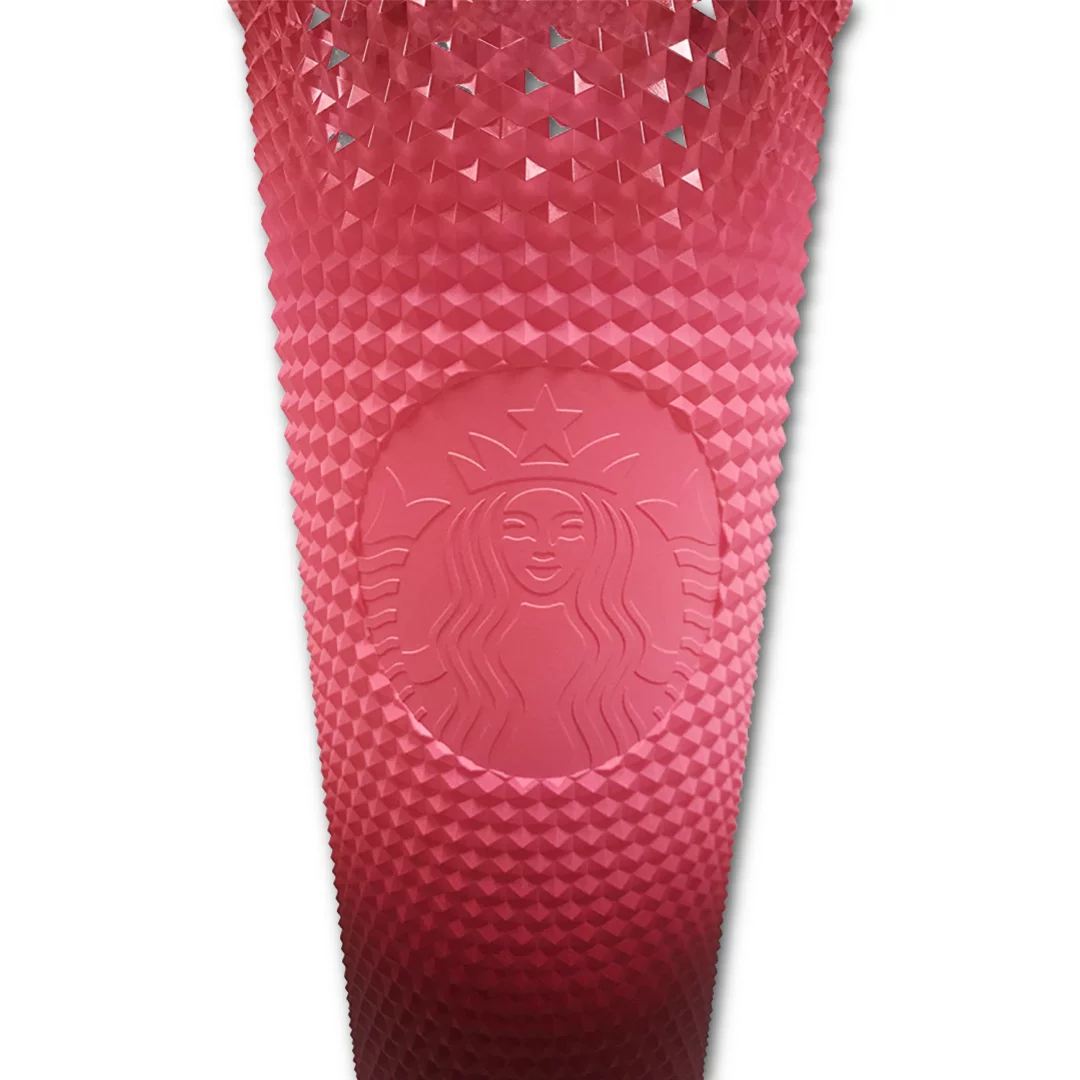 Starbucks Pink to Red Gradient Ombre Glitter to Matte Studded Tumbler Fall Winter Holiday 2022 (24 oz - Venti)