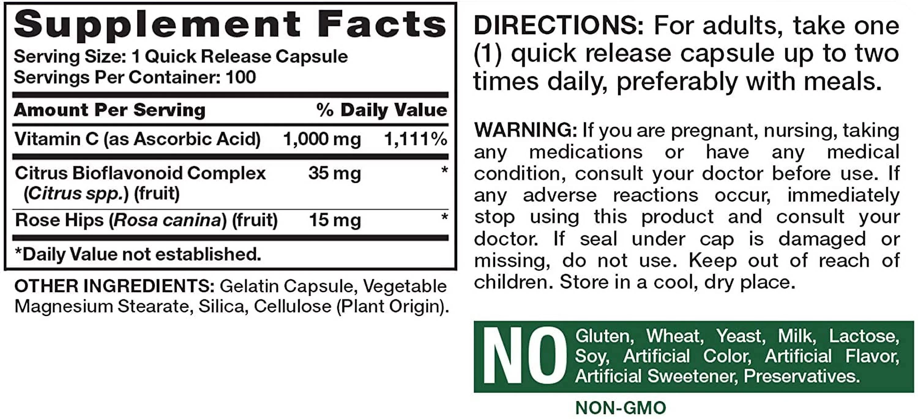 Nature's Truth Vitamin C with Bioflavonoids & Wild Rose Hips, 100 ct, 6 Pack