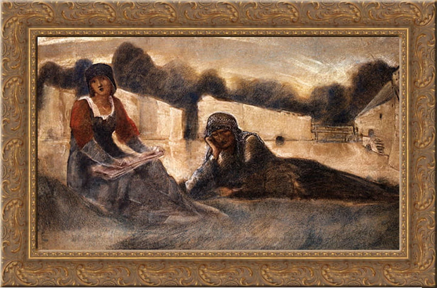 Le Chant D'Amour 24x18 Gold Ornate Wood Framed Canvas Art by Burne Jones, Edward