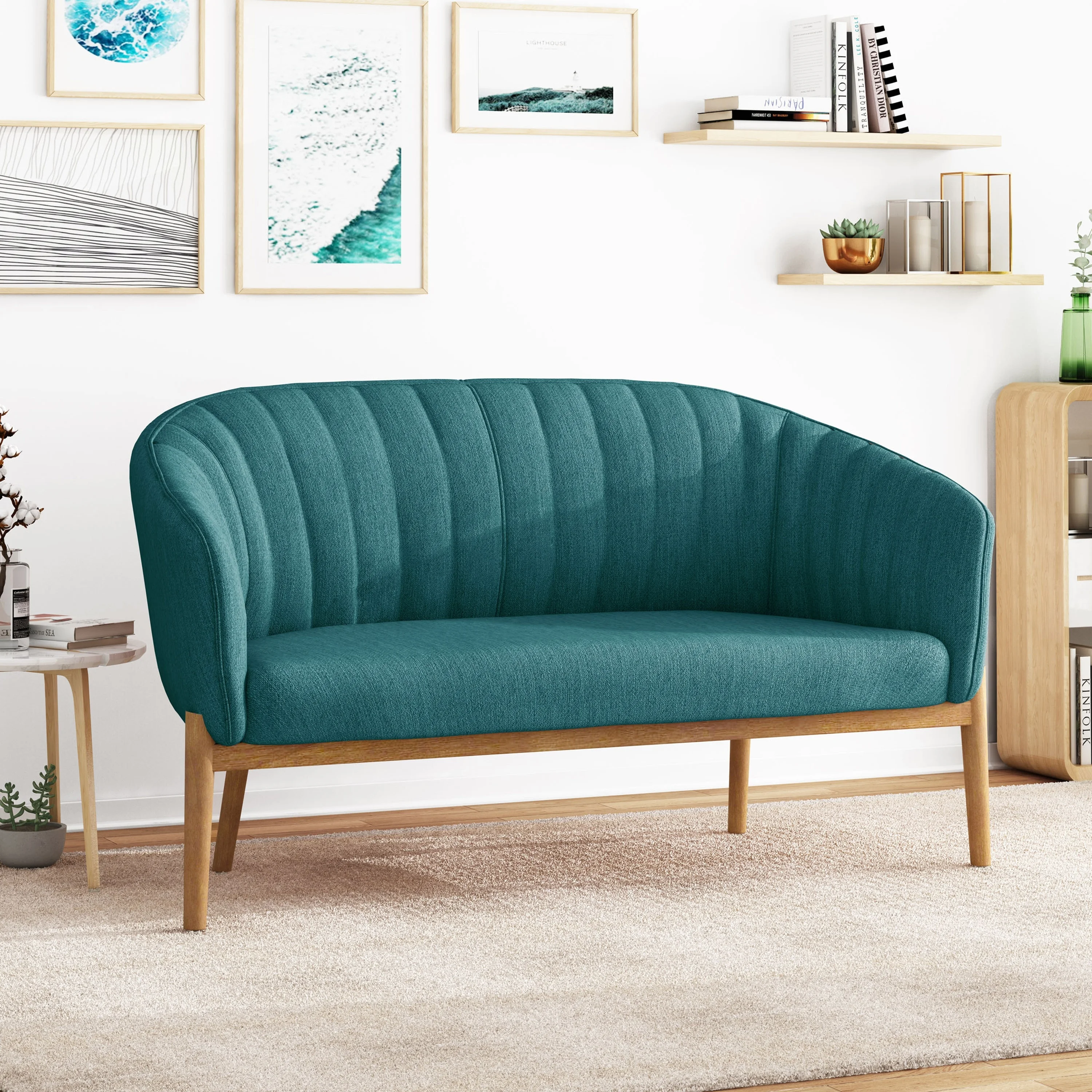 Christopher Knight Home Galena Mid-century Modern Glam Loveseat by  Teal+Brown