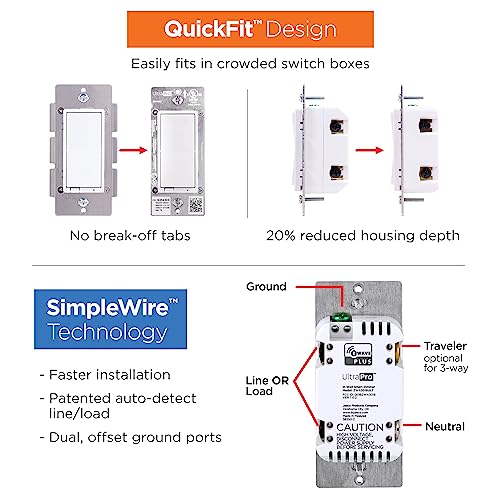 UltraPro 700 Series Add-On Switch QuickFit and SimpleWire, in-Wall White Rocker Paddle Only, Z-Wave ZigBee Wireless Smart Lighting Controls, NOT A STANDALONE Switch, 2 Pack, 68899