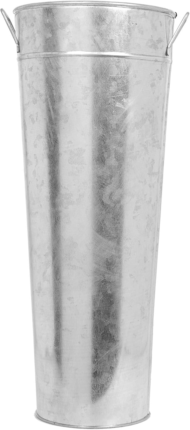 Hosley 15 Inch High Galvanized Vase. Ideal for Dried Floral Arrangements for Wedding Gift Spa and Aromatherapy Settings O3