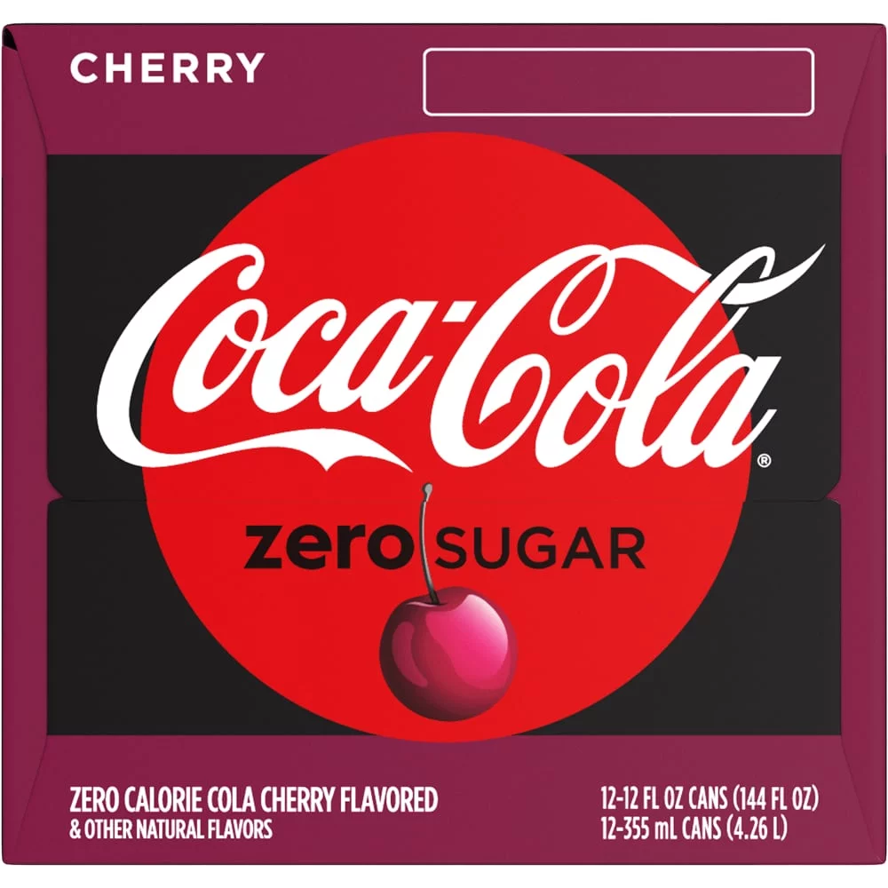 Coca-Cola Cherry Zero Sugar Soda 12oz Cans, 18 Units