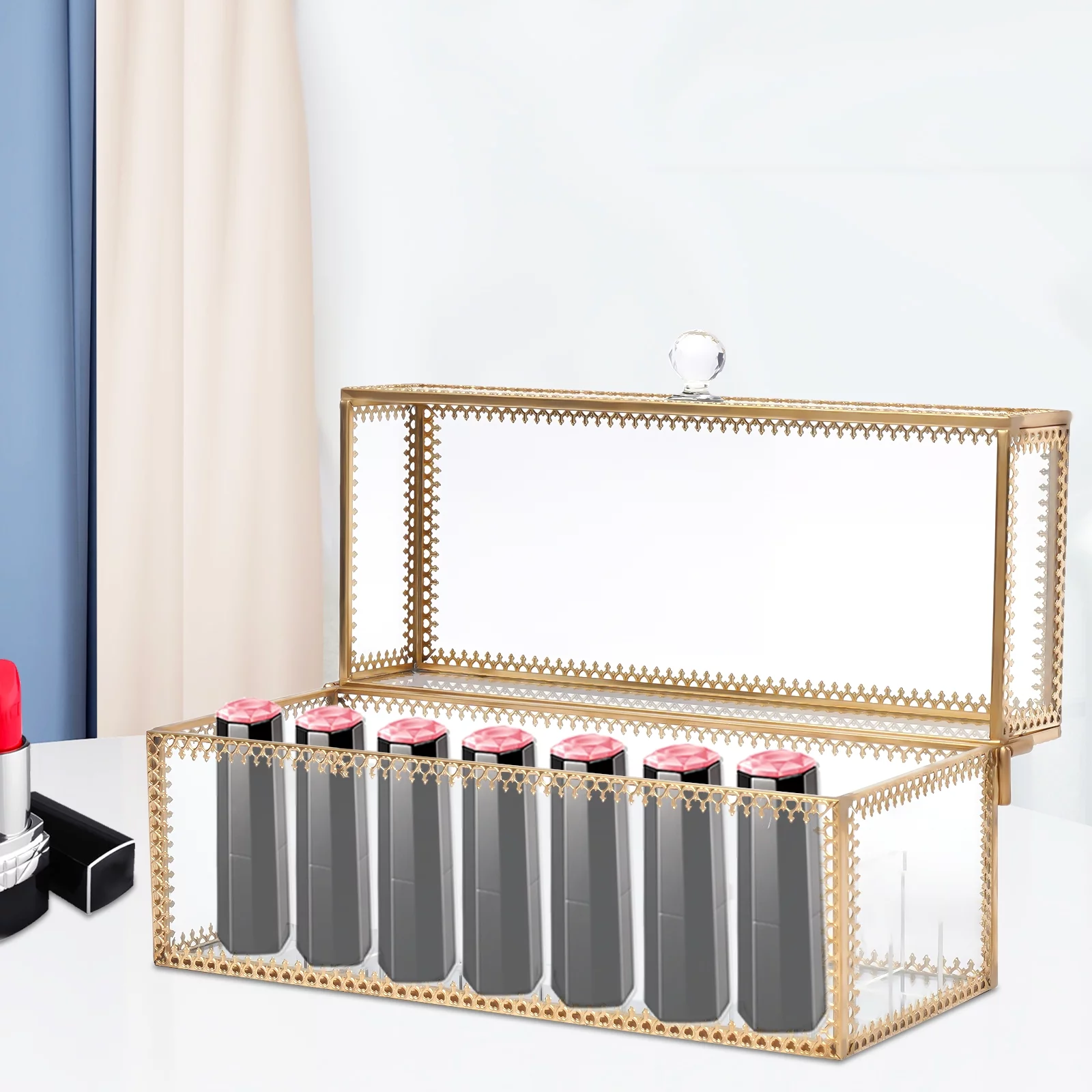 Miumaeov 24-Grid Lipstick Storage Case Clear Makeup Holder Cosmetic Display