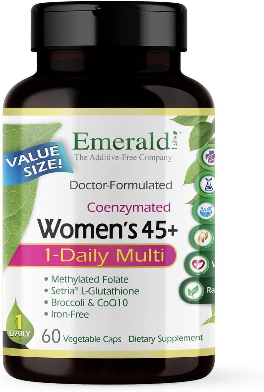 EMERALD LABS Women's 45+ 1-Daily Multi (60 Caps) & Men's 45+ 1-Daily Multi (60 Caps) - Complete Multivitamin for Comprehensive Support, Bone & Heart Health - Gluten-Free & Vegetarian