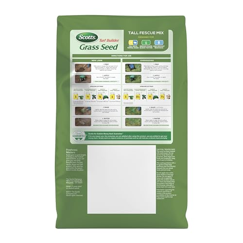 Scotts Turf Builder Grass Seed Tall Fescue Mix with Fertilizer and Soil Improver, Resists Harsh Conditions, 5.6 lbs.