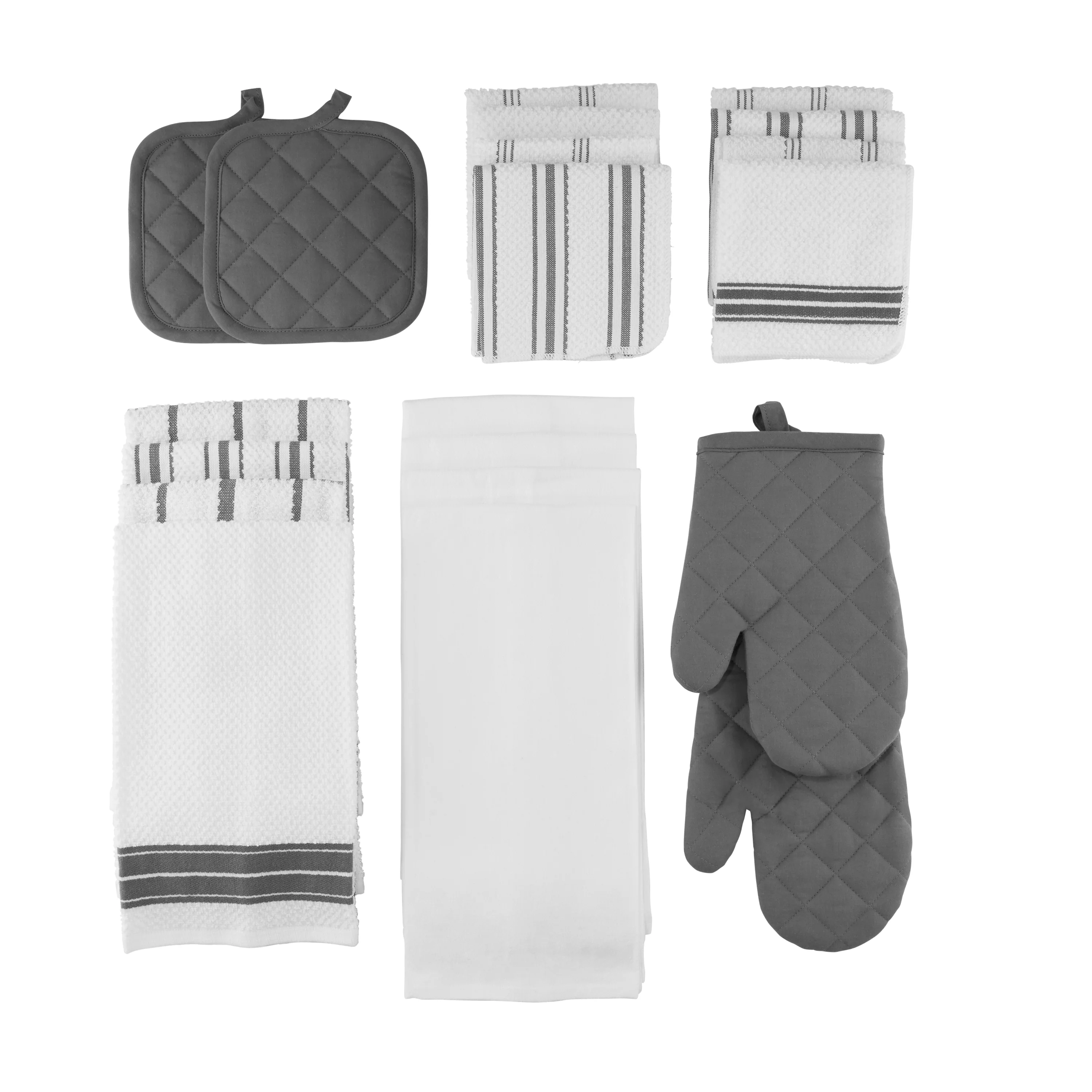 Mainstays, 20 Piece Set, Terry & Flat Kitchen Towel, Dish Cloth, Flour Sack, Oven Mitt, Pot Holder