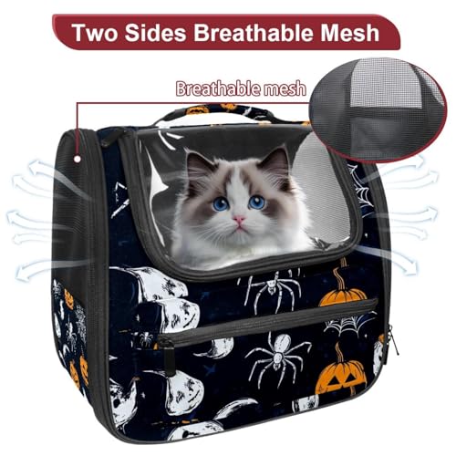 Halloween+Skulls+Pumpkins+Bats (17) Pet Travel Carrier Soft Sided Portable Bag for Cats, Small Dogs, Kittens or Puppies