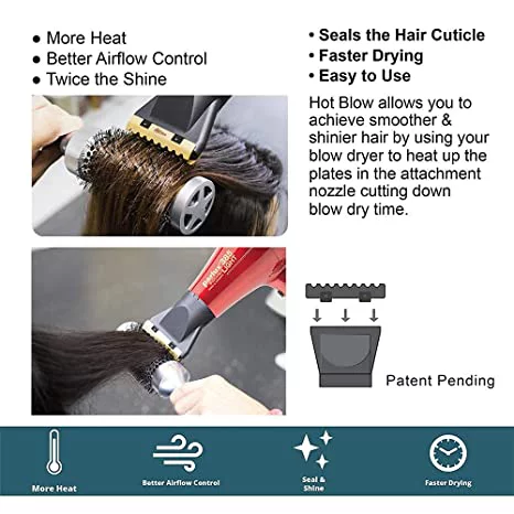 Parlux Advance Light RED Ionic and Ceramic Hair Dryer and M Hair Designs Hot Blow Attachment Black (Bundle - 2 items)