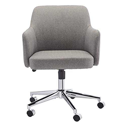 Amazon Basics Modern Home Office Desk Chair with Smooth-Rolling Wheels, Adjustable Height, 360 Degree Swivel, Light Gray