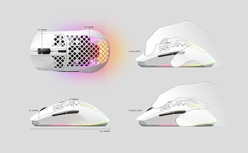 SteelSeries Aerox 3 Wireless - Holey RGB Gaming Mouse - Ultra-lightweight Water Resistant Design - 18K DPI TrueMove Air Optical Sensor- Onyx