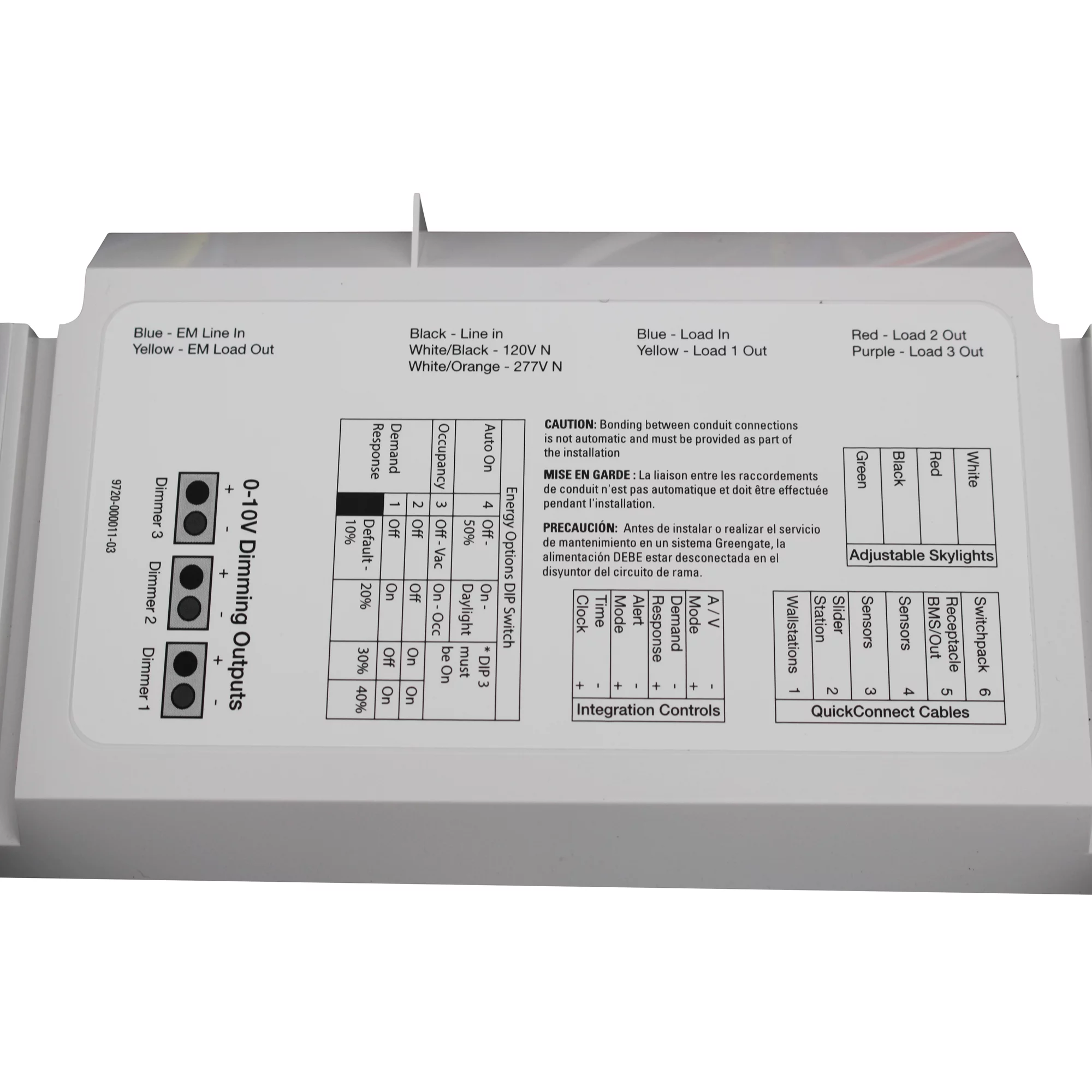 Cooper GreenGate RC3DE-PL Room Controller Panel, 3 Relay, 3 Dimmer, Emergency Control